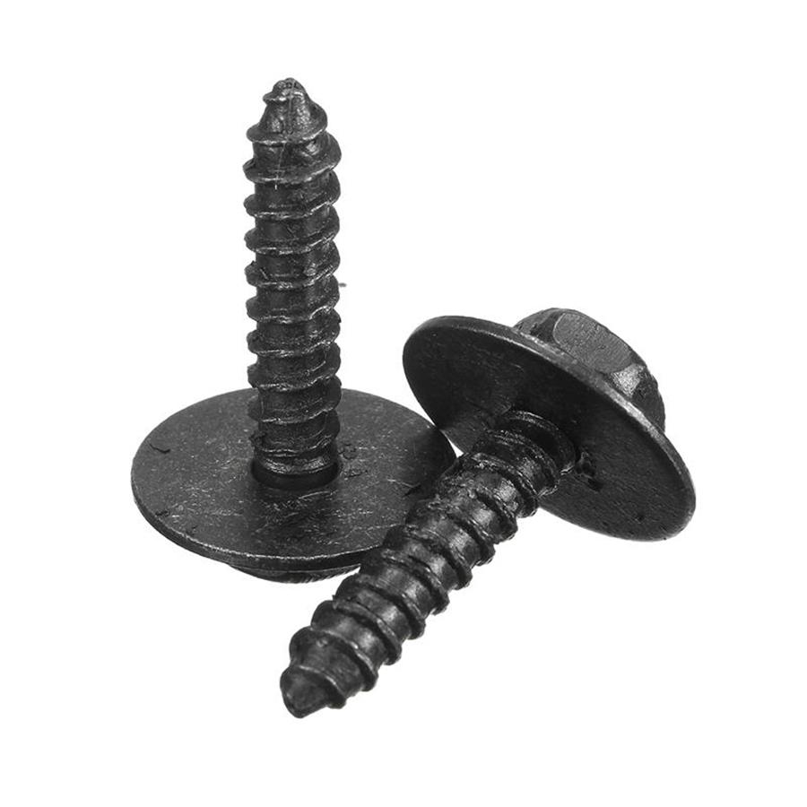 100Pcs Screws Metal Car Body Fender Bumper Retainer Clips Black Phosphate Finish