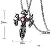 Retro Double Dragon War God Cross Pendant Necklace with Inlaid Diamond - Titanium Steel Jewelry