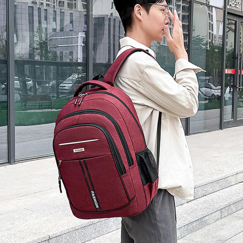 Neutral Style Backpack For Men And Women, With Multi-Layer Zippers, Suitable For Students' School Bags And Travel Bags.