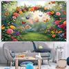 2D Fairy Tale Floral Arch Background, Enchanted Garden with Butterflies Themed Backdrop