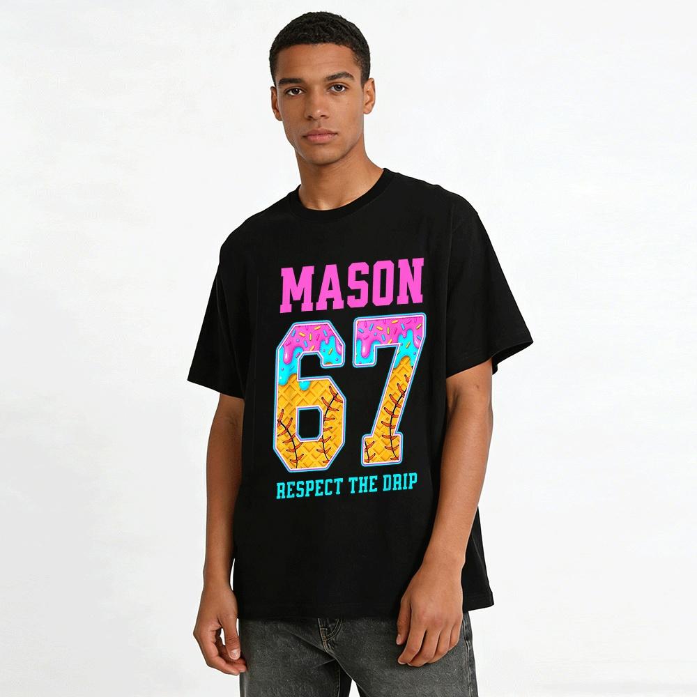 Mason No.67 Respect The Drip Baseball Style Graphic Tee Pure cotton T-shirt