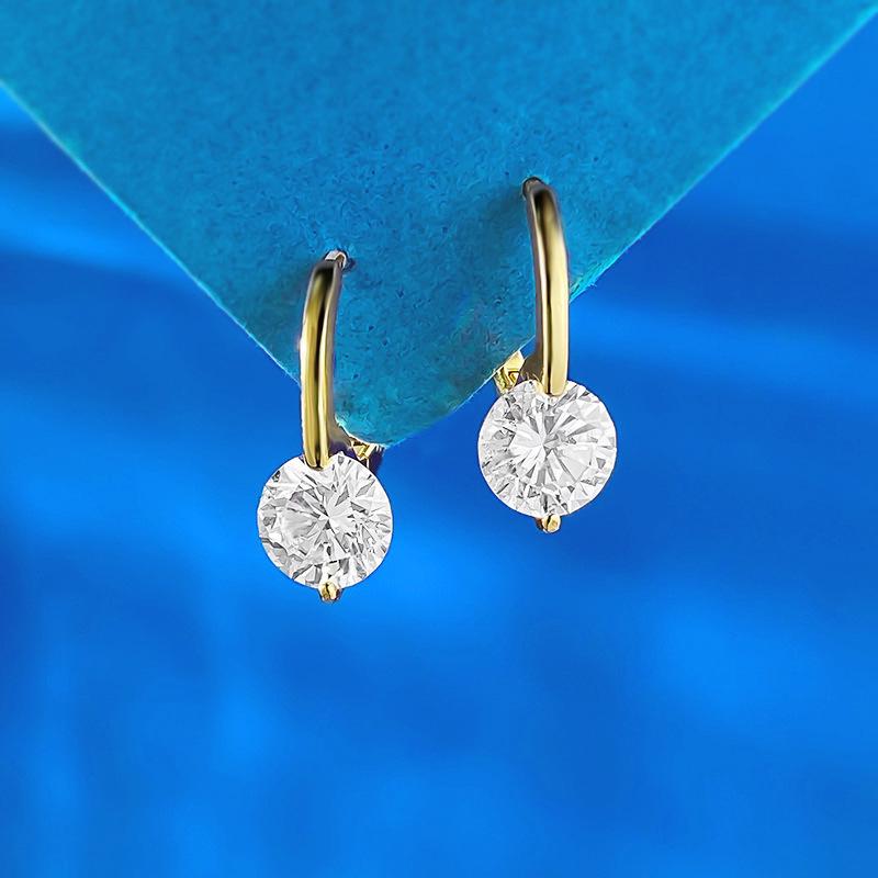 Xiancan 925 Sterling Silver Classic Round Diamond Stud Earrings - Light Luxury & Versatile Style