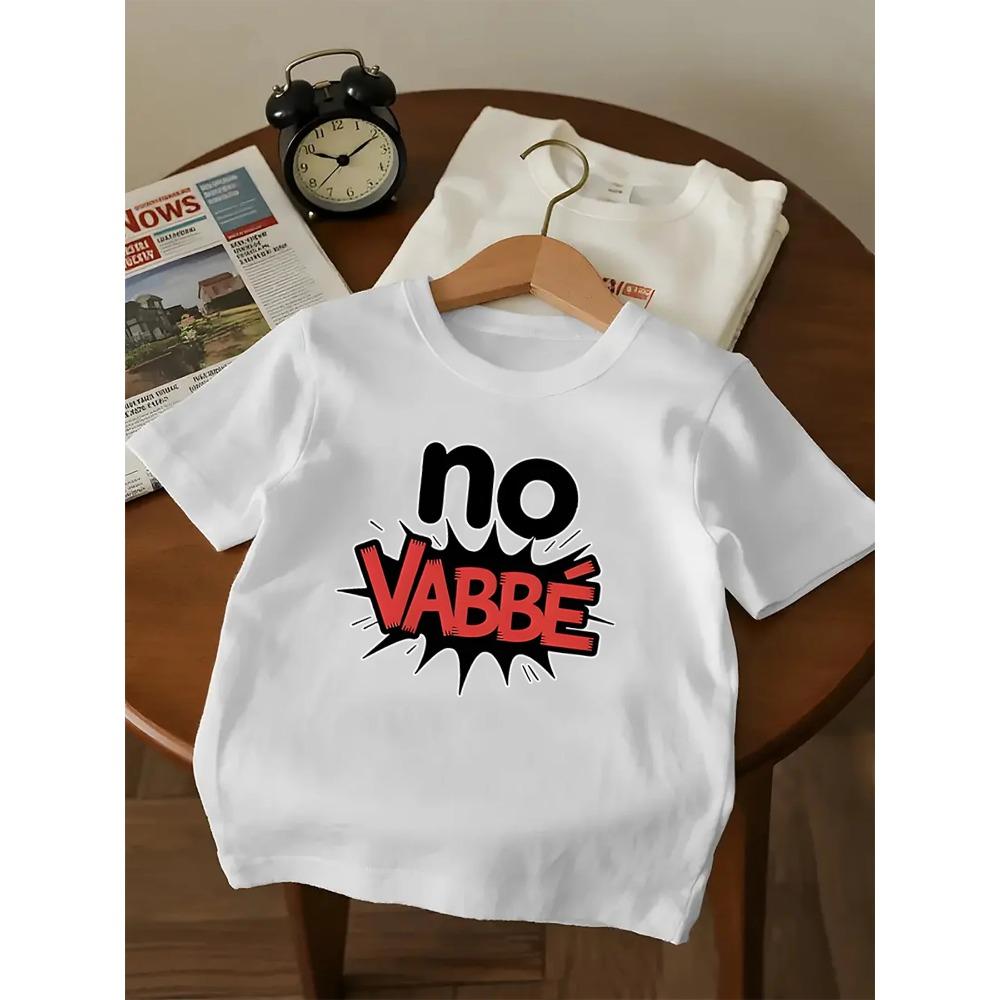 NO VABBE Kids' T-shirt Fun Cat Print Casual Sitting Short Sleeve Parent-Child Matching Clothes for Children