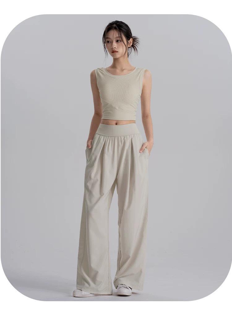 High-Waisted Drape Wide-Leg Yoga Pants - Breathable, Slimming, Casual Sport & Fitness Wear