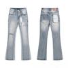 Erkekler İçin Splicing Flare Kot Pantolon Stacked Pantolon Streetwear Pantolon Harajuku Goth Bol Paça Punk Uzun Pantolon