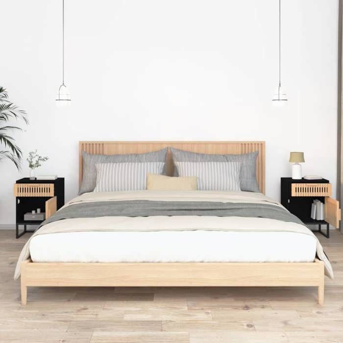 VidaXL Bedside Tables 2 Pcs, Nightstands with Compartment, Bed Cabinets, Bedroom Storage Furniture, 352094