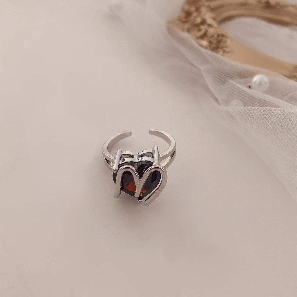 M love ruby open ring cold wind sweet cool retro personality hip hop index finger ring