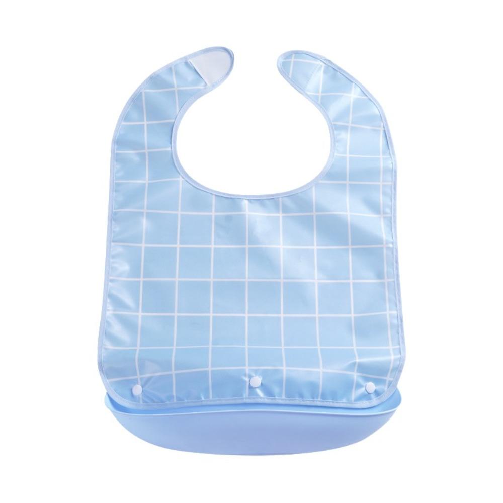 Plaid Pattern Elderly Bib Waterproof Eating Smock Easy Clean Mealtime Bib  Elderly Care