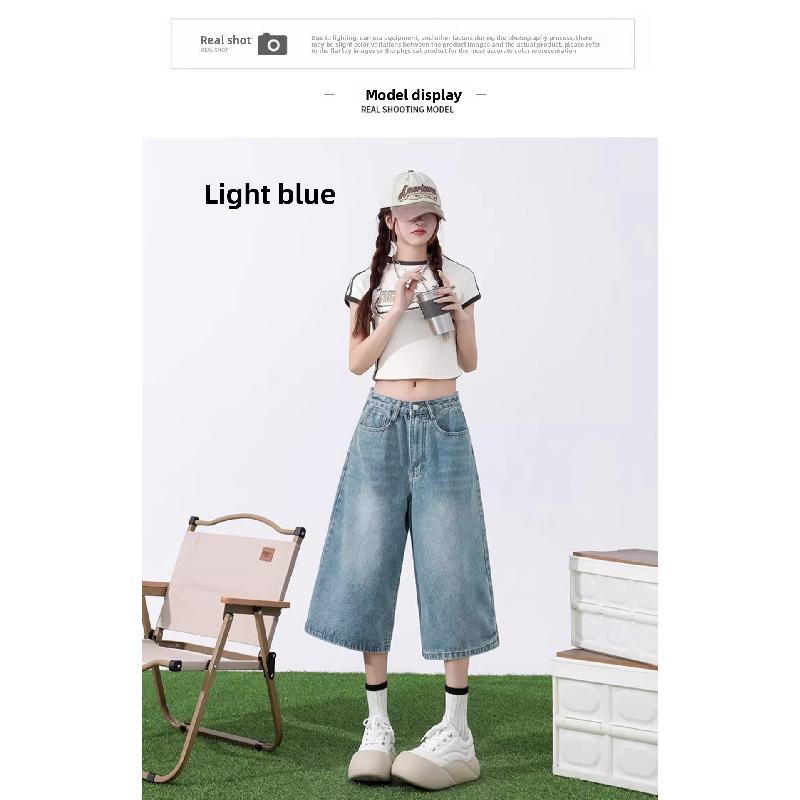 Women's Jeans 2026 Summer New Loose High-Waisted Light-Colored Straight Wide-Leg Pants