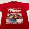 Vintage 90s LOUISIANA RIVERBOAT T-Shirt LARGE Steamboat Ship Tourist