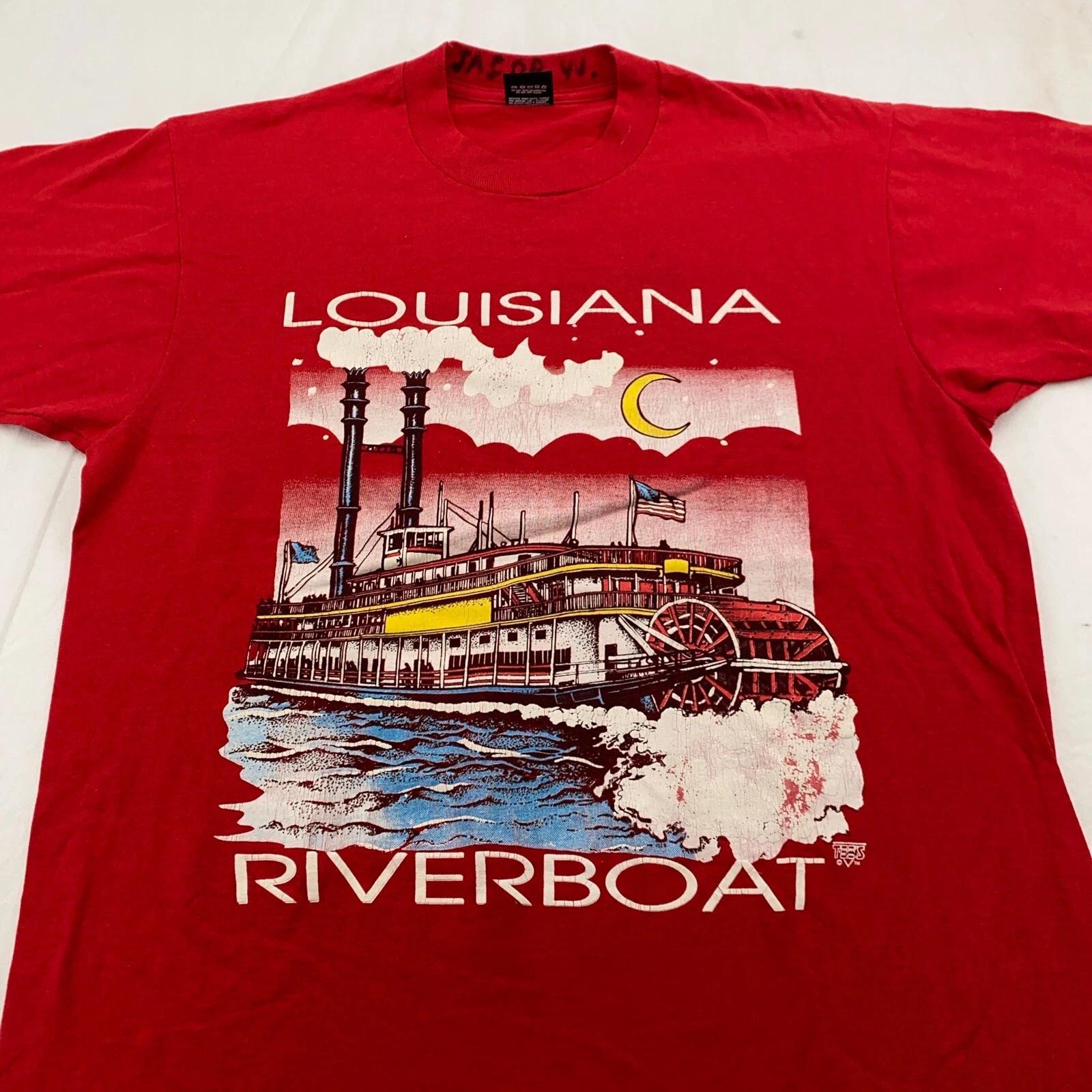 

vintage 90s LOUISIANA RIVERBOAT T-Shirt LARGE steamboat ship tourist 4XL