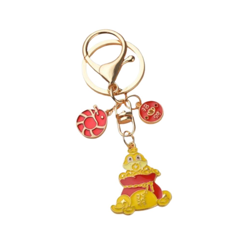 Wealth Snake Year Keychain Chinese Style Cartoon Snake Pendant New Year Key Ring  Year of Chinese