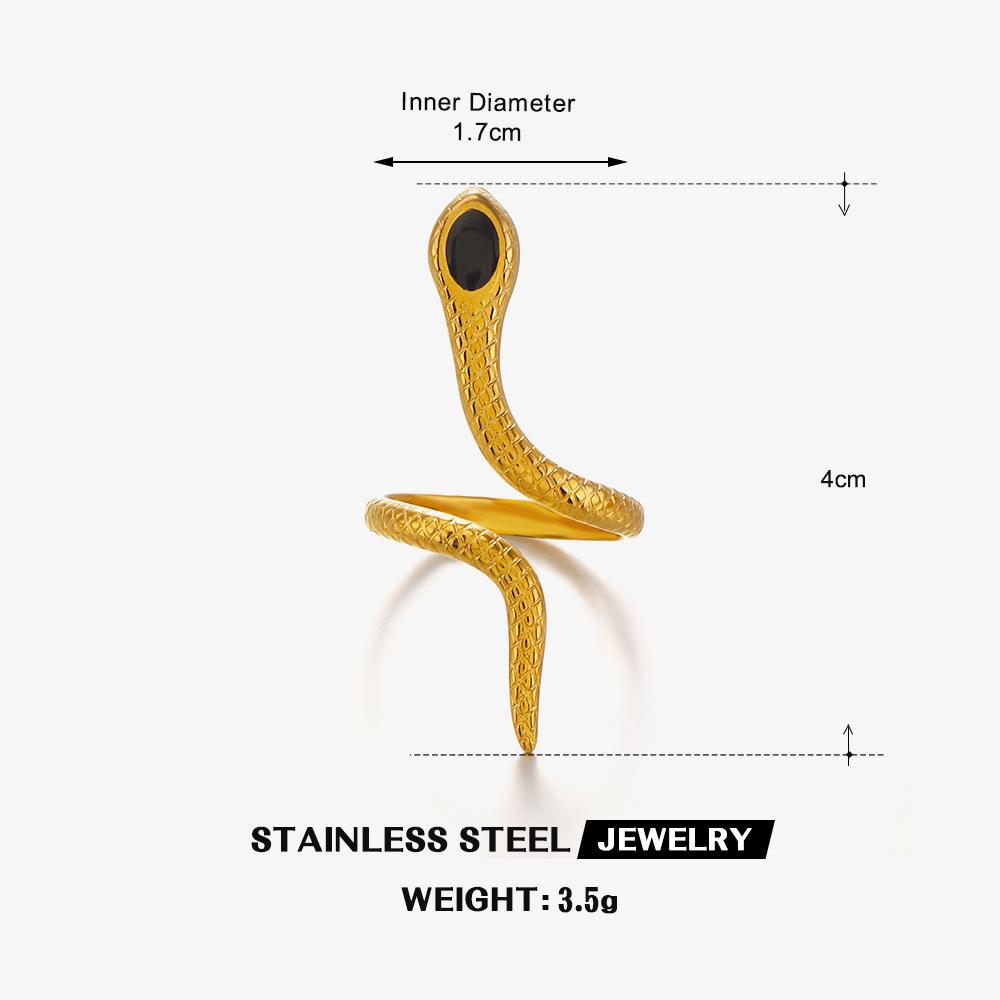 New Fashion Statement Snake Shape Stainless Steel Rings For Women Vintage Gold Color Animal Open Ring Trend Luxury Jewelry