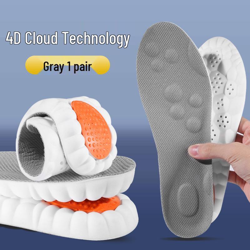 

4D Cloud Pad Shock-Absorbing Unisex Sports Insoles: High Elasticity, Breathable, Sweat-Absorbent, Anti-Odor, Massage Arch Support. 41-42