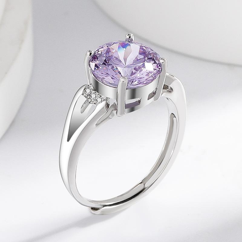 Anello in Argento Sterling 925 con Zircone di Cristallo Viola Taglio Nido da 4 Carati Regalo per Festa di Compleanno Anniversario