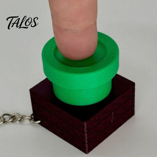 Stress Relief Clicker Toy 3D Printed Water Pipe with Keychain, Finger Pocket Fidget Toy, Mini Keyring for Backpack Charm Device