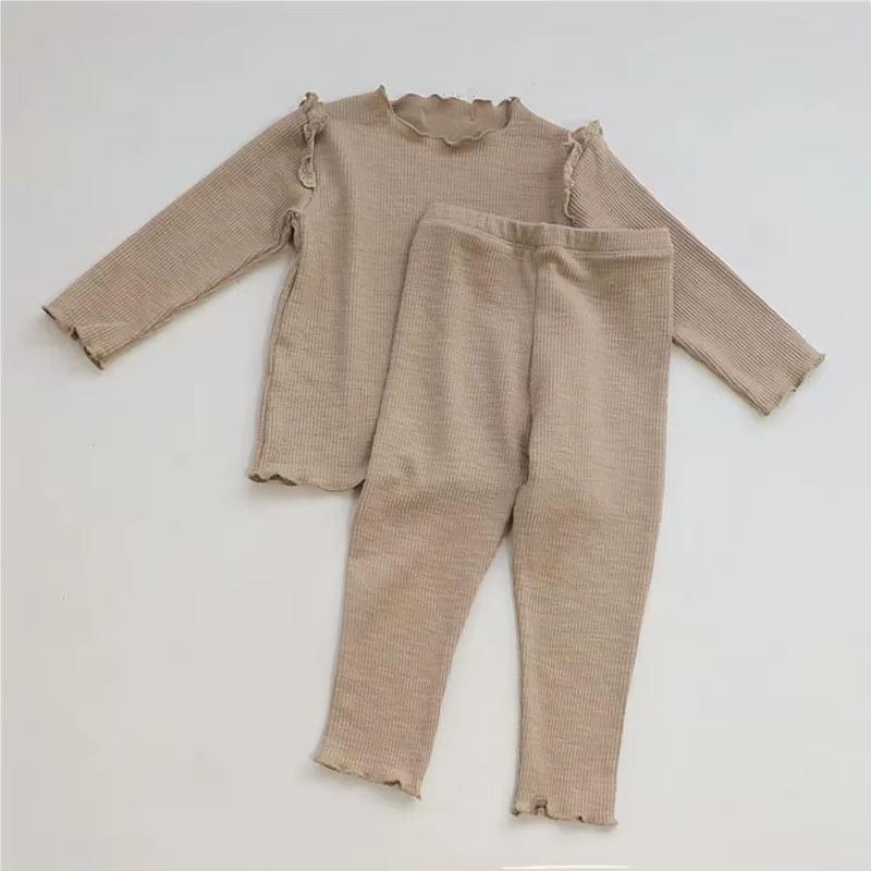 Cotton Kids Baby Homewear Outfits Solid Long Sleeve Top + Leggings Toddler Boy Girl Pajamas Suit