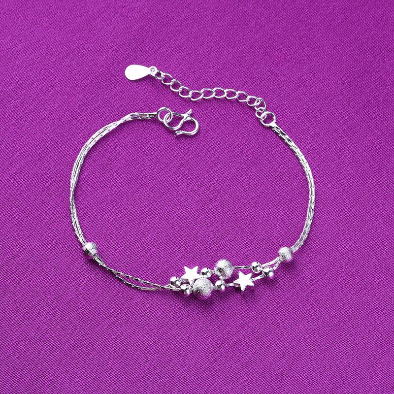 Silver Multi-layer Beaded Bracelet for Women - Fashionable Korean Style, Perfect Small Accessory or Gift