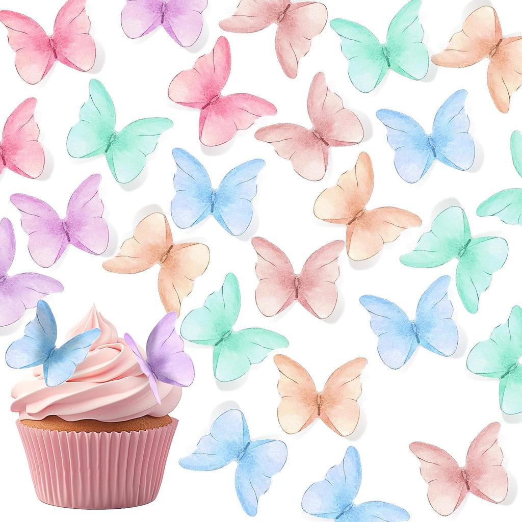 48pcs Paper Butterfly Birthday Decorations Multiple Colors Lightweight Butterfly Topper for Birthday Anniversary Wedding Party