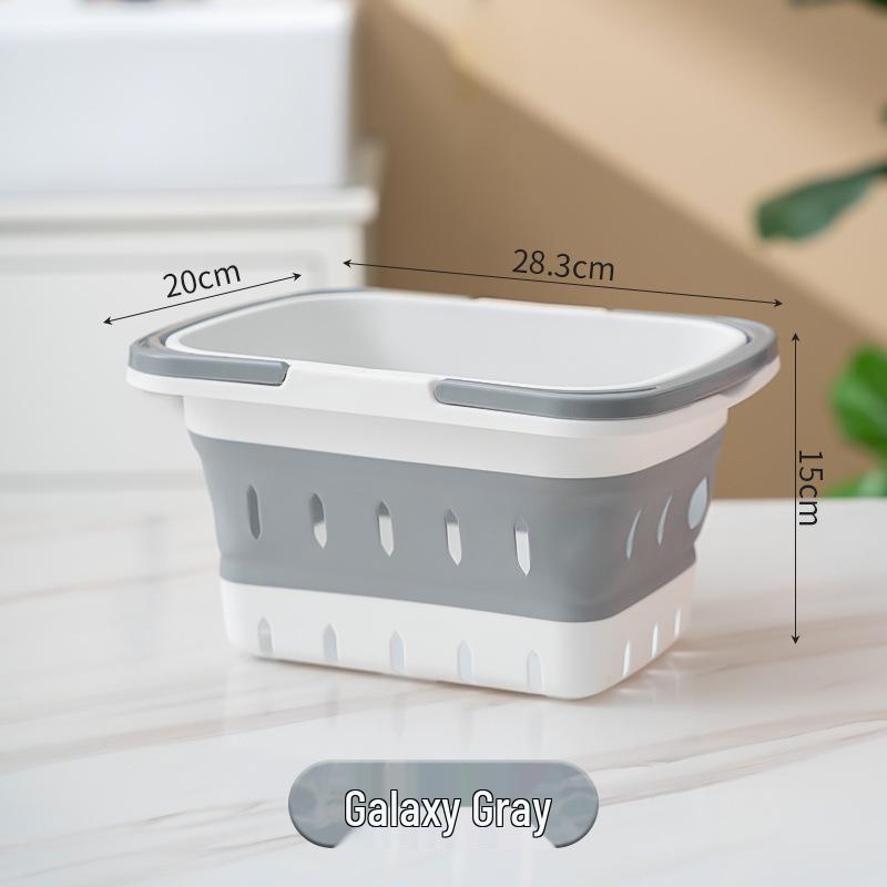 

Складная ручная корзина для хранения одежды, ванной комнаты и кухни 28.3*20*15 cm белый/серый