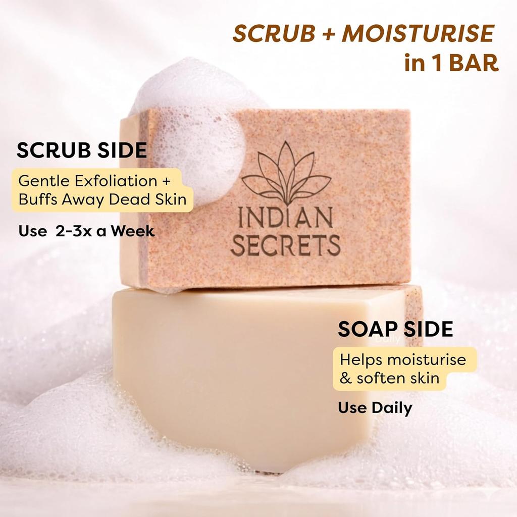 Scrub Soap with Hyaluronic Acid & Coconut Milk – Moisturizing Body Soap for Soft Skin Coconut Milk - 110g/3.88Oz Each (Pack of 3)