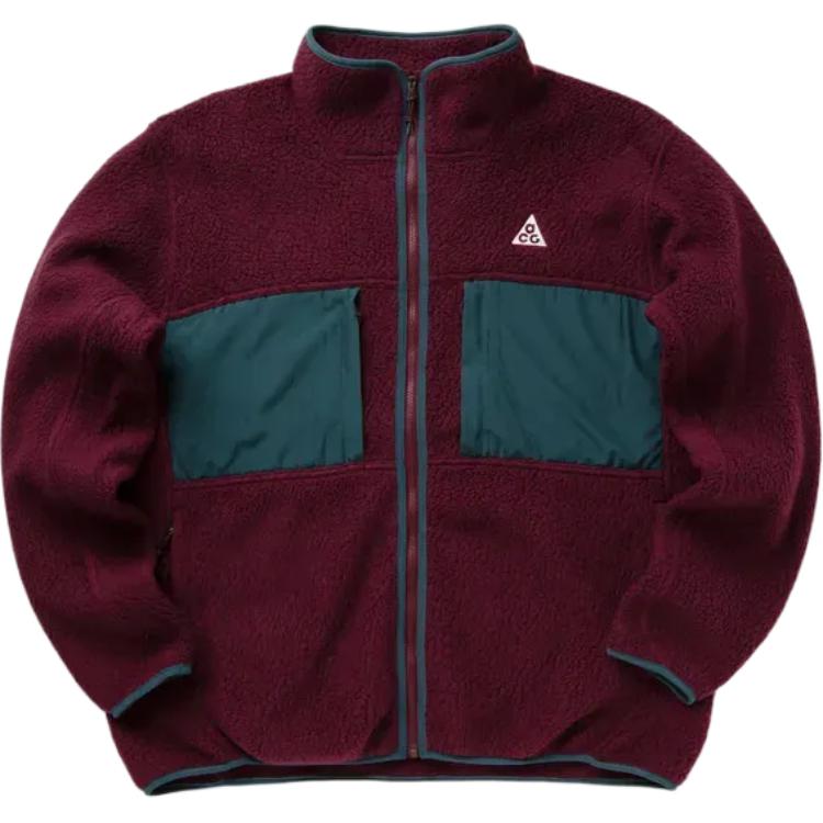 Nike ACG Series Embroidered Letter Patchwork Velour Jacket Men Outerwear Burgundy FN0372-681