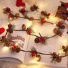 Christmas Led String Lights Pinecone Red Berries Garland Lamp For Xmas Party Bedroom Tree Table