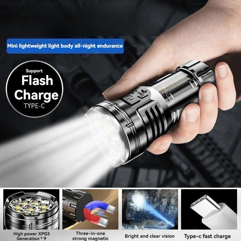 Portable 9 LED Flashlights USB Rechargeable Torch With Pen Clip COB Flashlight Outdoor Fishing Tail Magnetic Work Light