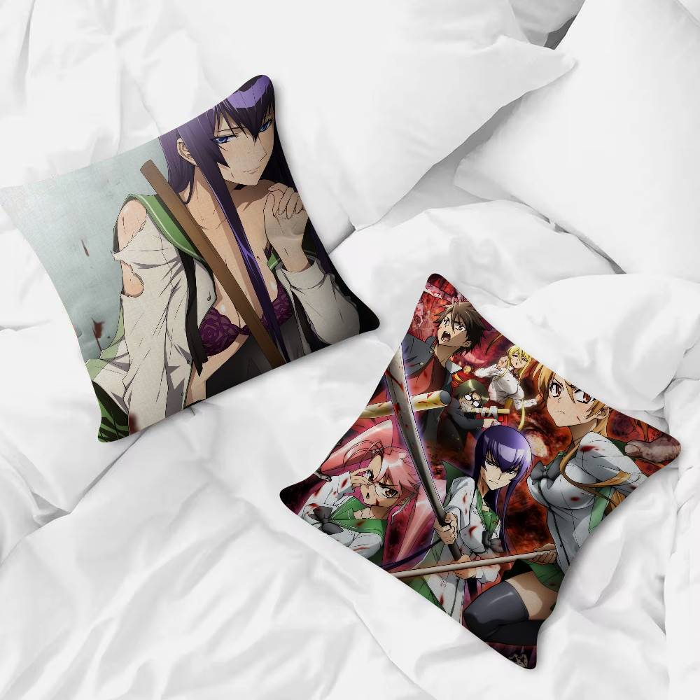 Anime HIGHSCHOOL OF THE DEAD Cute Cartoon L Game Cushion Cover Pillowcase Upholstery Sofa Throw Pillow Home Decor Pillowcas