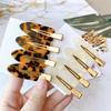 2Pcs No Crease Acrylic Hair Clips With Gold Metal Clasp And Marble Pattern Perfect For Daily Wear Party Hairstyling