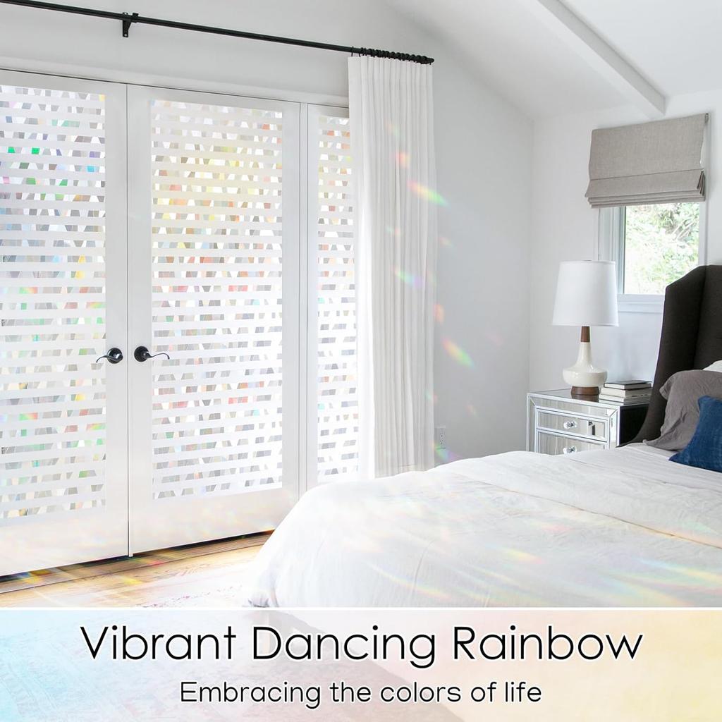 Gökkuşağı Pencere Gizlilik Filmi Vitray Pencere Yapışkanı Yapışkansız Çıkarılabilir Statik Yapışkan Dekoratif Pencere Etiketi Ev için