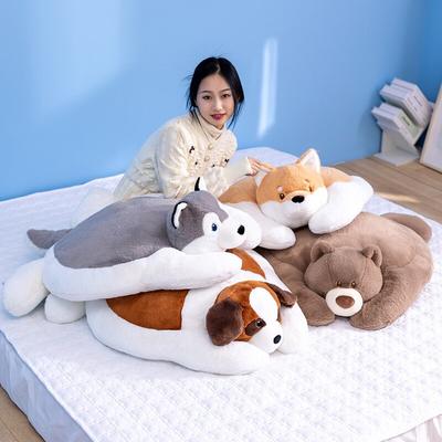 Super Soft Animal Puppy Mat Kawaii Husky Bear Shiba Inu Dog Plush Toys Stuffed Floor Sleep Cushion Home Decor for Kids