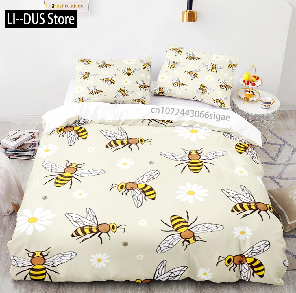 Hardworking Bee Bedding Set Single Twin Full Queen King Size Bee Bed Set Aldult Kid Bedroom Duvetcover Sets with Pillowcase
