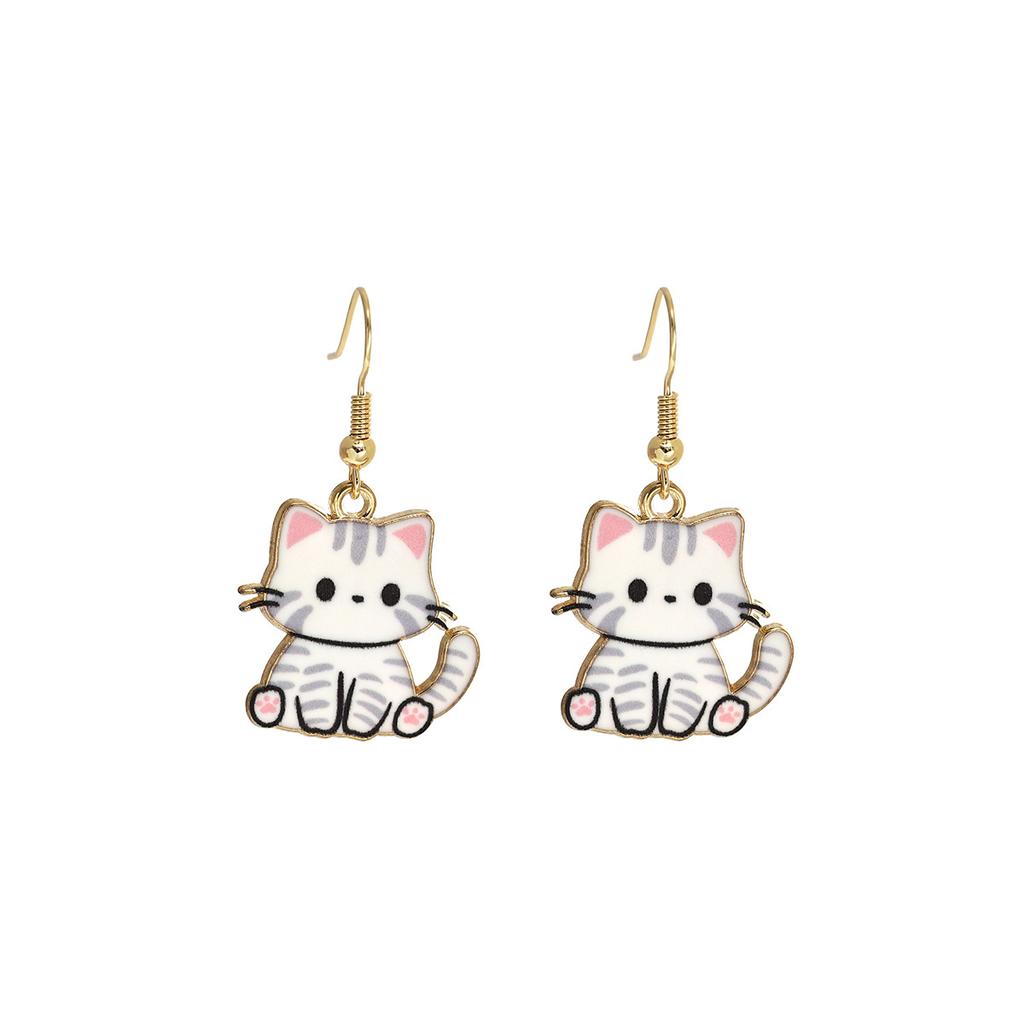 Fun Cartoon Cute Kitten Earrings, Creative Simple Earrings Animal Earrings