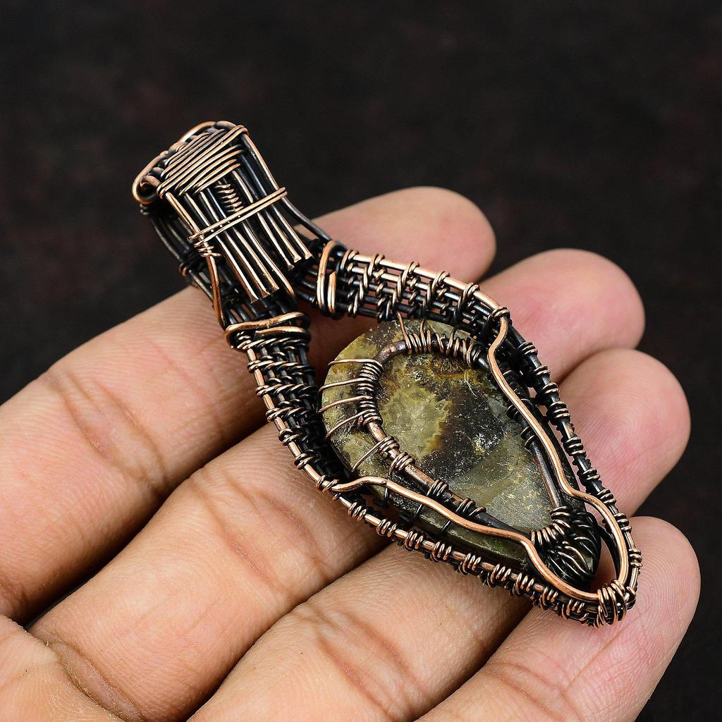 Tree Of Life Septarian Gemstone Pendant Copper Wire Wrapped Jewelry Rainbow Moonstone Jewelry Gift For Mother Septarian Jewelry For Women