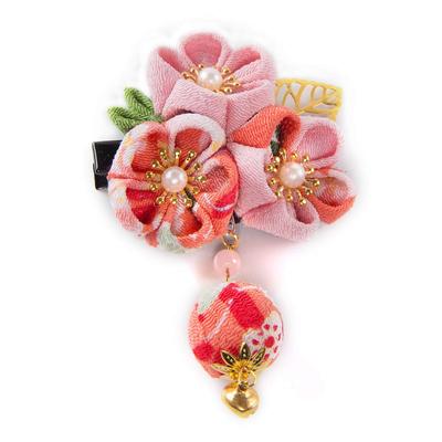 Haar Japanischer Stil Haar Abschluss Blume Haarspange mit Haarblume Aufbewahrungsbeutel für Haare inklusive Mädchen Shichi-Go-San Ornament, Ornament,