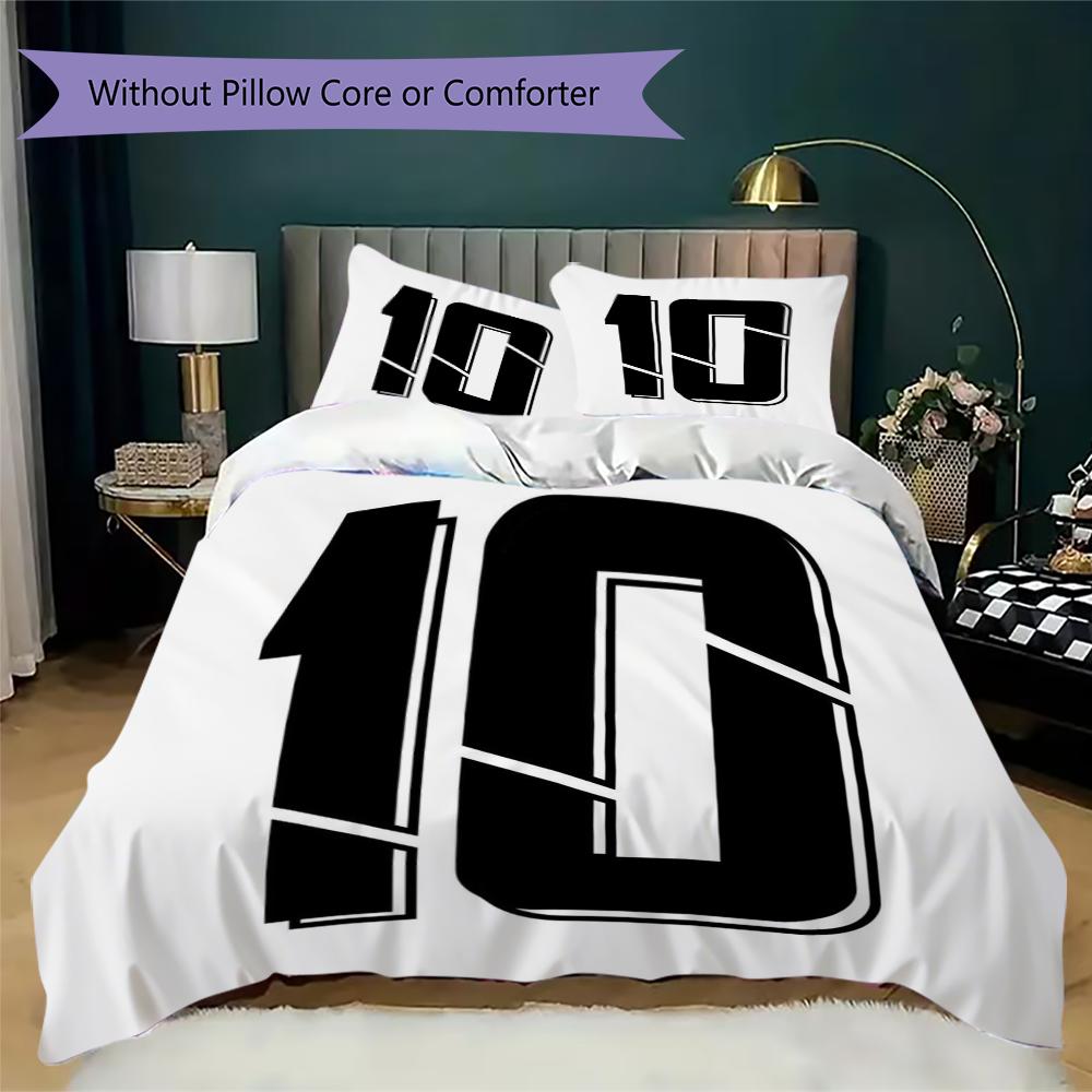 MESSI 10 Pattern Bedding uilt Set uilt Cover Pillowcase Home Decoration Birthday Gift (1 * duvet cover + 2 * pillowcase without core)