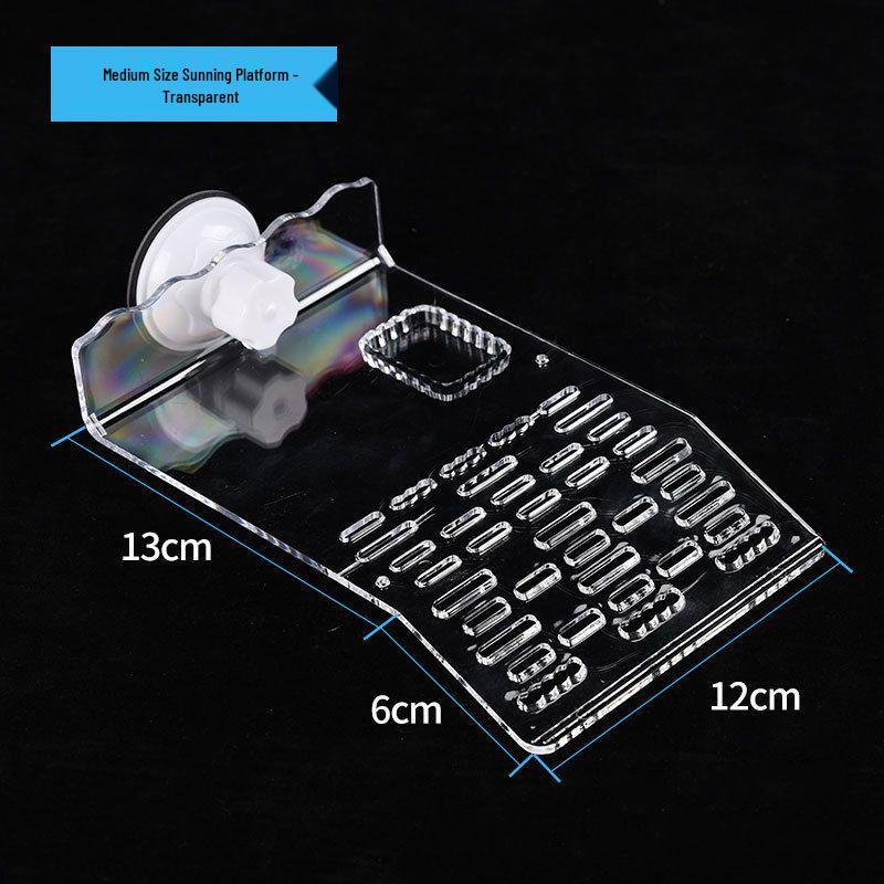 Acrylic Turtle Climbing & Sunbathing Platform with Feeding Trough - Small Size Floating Island for Tanks