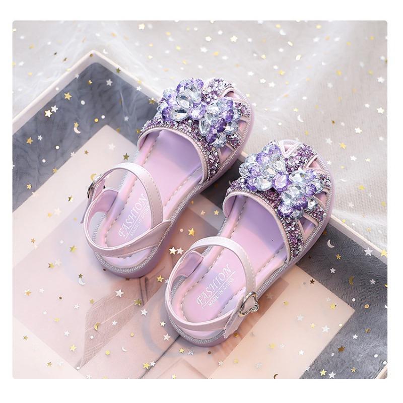 Kids Little Girls Princess Closed Toe Soft Sole Rhinestone Summer Sandals