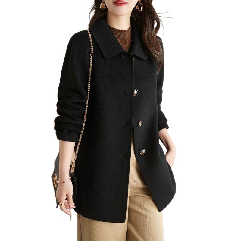 2026 Autumn/Winter Mid-Length Slimming Wool Coat with Lapels for Petite Women