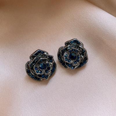 Vintage Black Flower Earrings