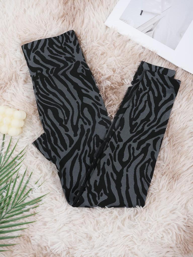 European & American High Waist Leopard Zebra Yoga Pants - Hip Lift, Slimming, Seamless Sportswear for Women.