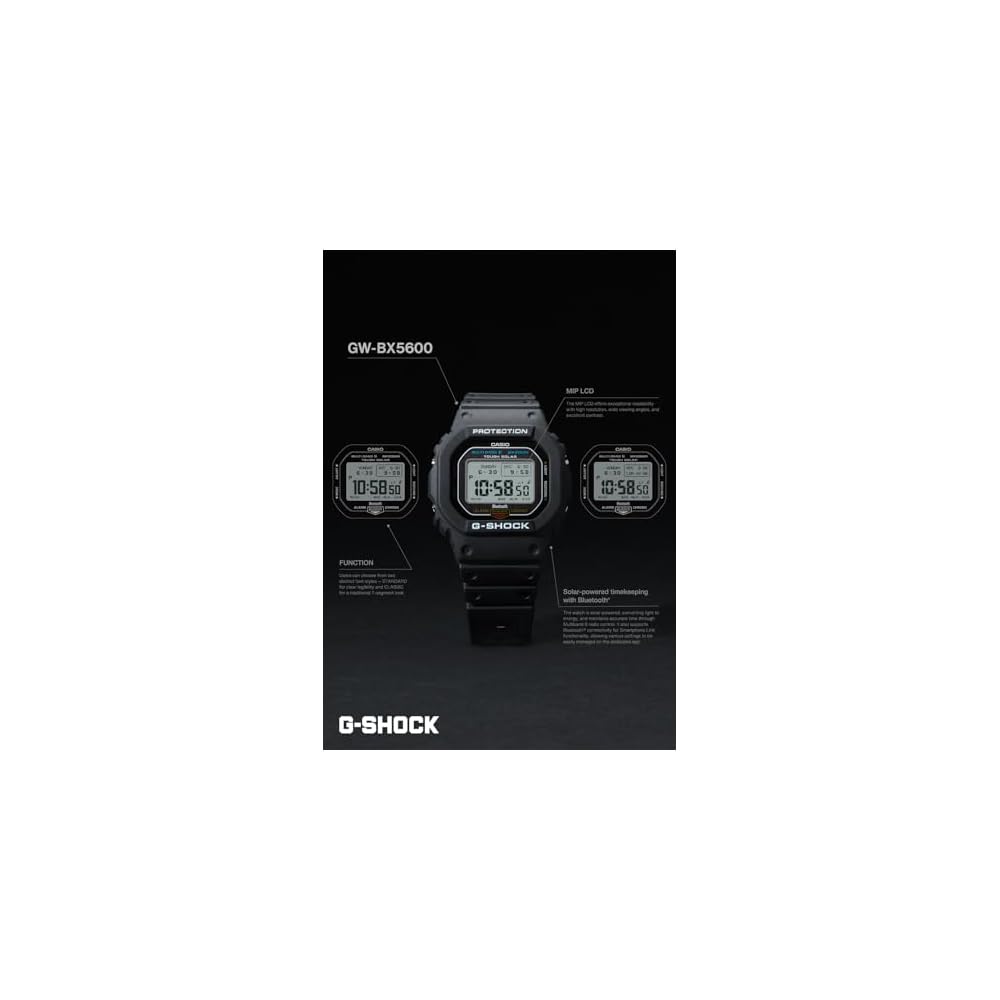 Casio G-Shock GW-BX5600-1JF Men's Black Bluetooth Solar Watch with MIP LCD and Eco-Friendly Materials