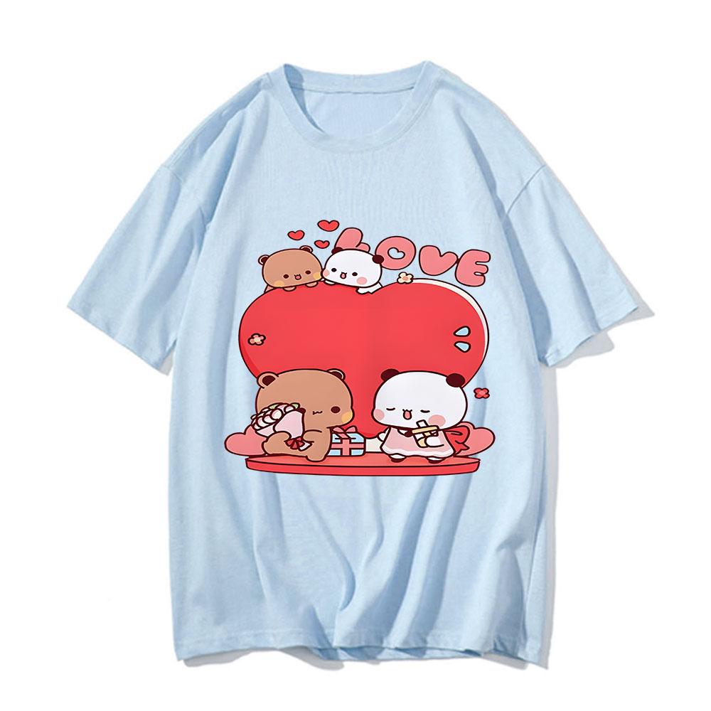 Funny Bubu and Dudu Print Tshirts Cotton UnisexWomen Clothing Harajuku Couple Valentines Day Gift Tshirt Unisex Tops Streetwear