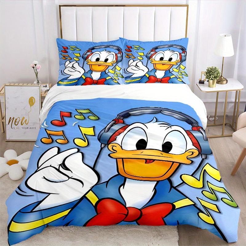 3pcs Donald Duck Music Notes Headphones Printed Quilt Set Soft and Comfortable Quilt Cover for Bedroom, Guest Room Bedding Set S036