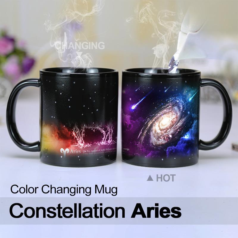 Starry Sky Purple Illusion 12 Constellation Color Changing Water Cup Ceramic Mug Suitable for Couples To Give Gifts