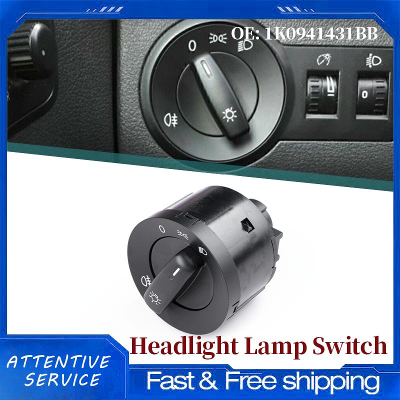 Headlight Switch Fog Light Knob Replaces 1K0941431BB Compatible with Volkswagen Transporter Amarok Rabbit Tiguan