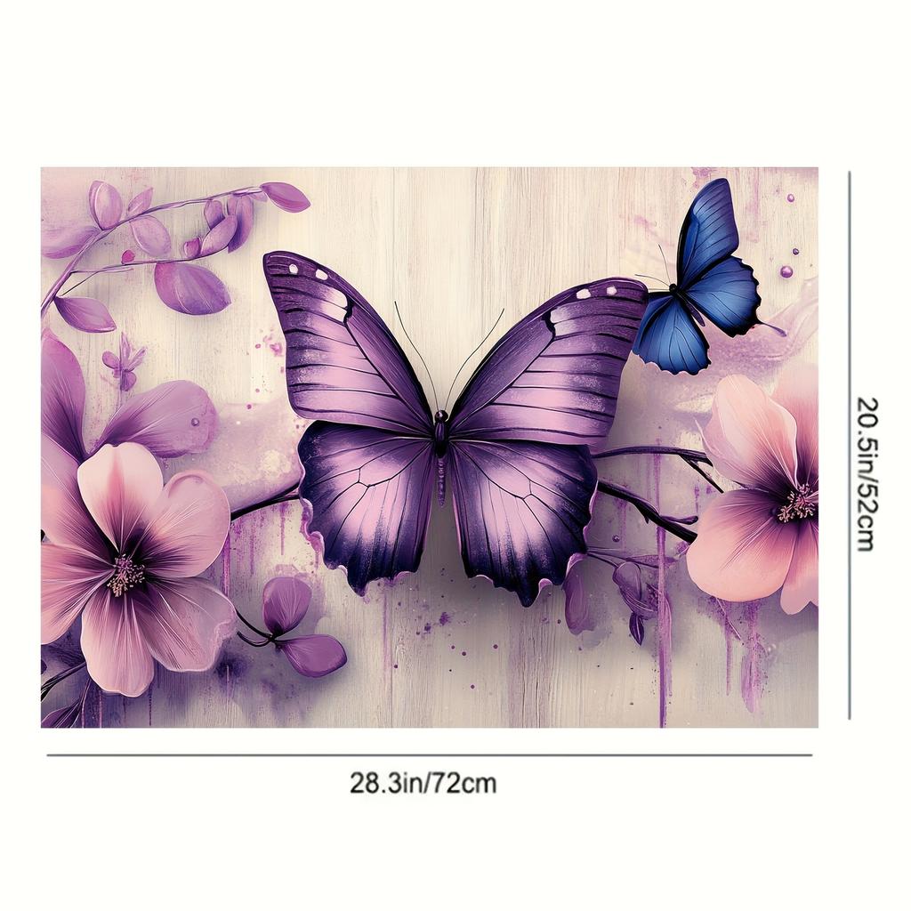 1 Stück Gummi-Abtropfmatte mit lila Schmetterlingsdruck für Café, Restaurant, Küche, Teppich, Tischgeschirr, Kieselgur-Tischmatte, Haustiermatte, Kaffeegeschirr