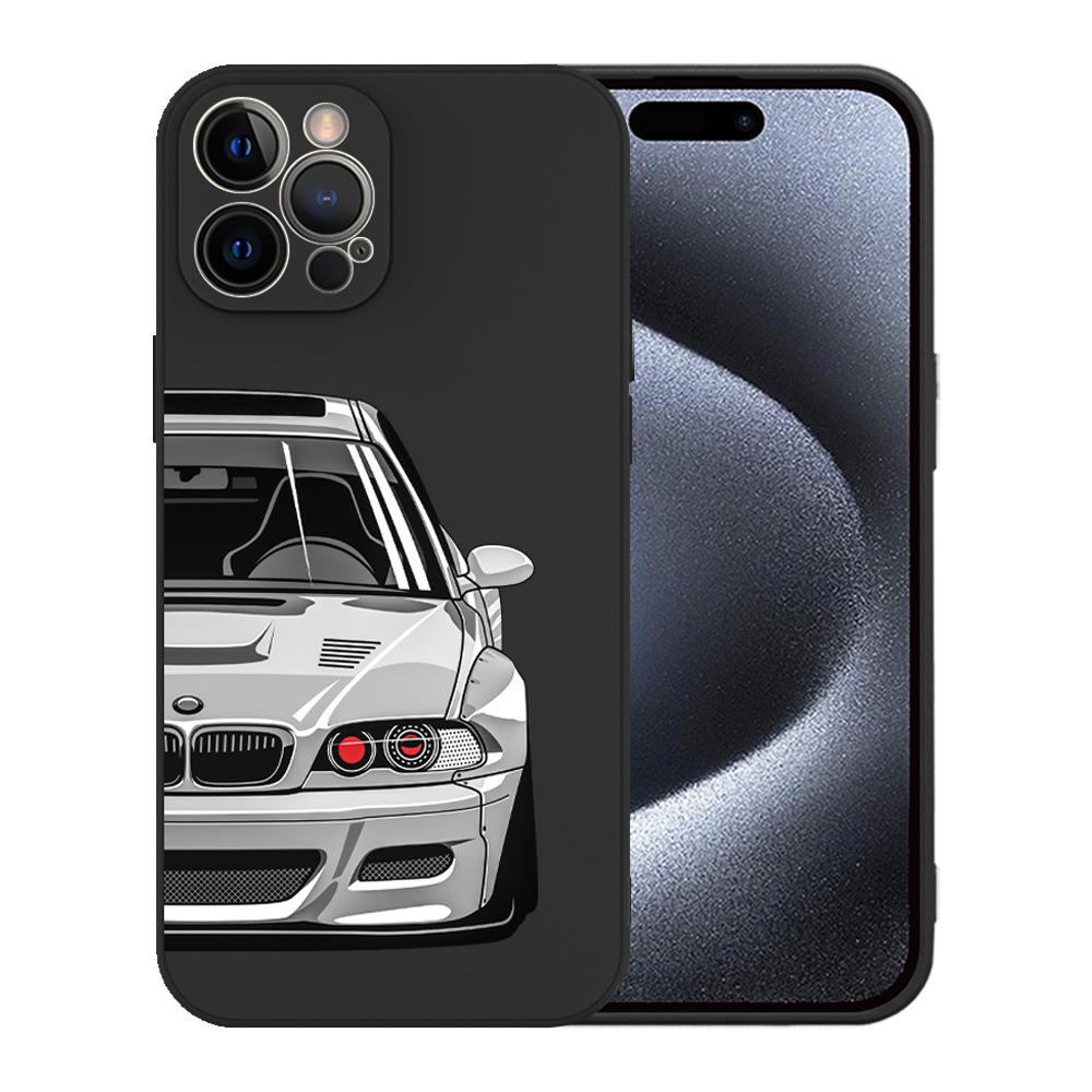 Customizable Embossed Sports Car TPU Case for Black Apple 15 Pro Max - Straight Edge Design