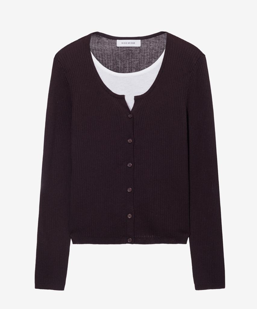 MIND BRIDGE WOMEN [W] Layered Button Regular Fit Knit - 3 Colors